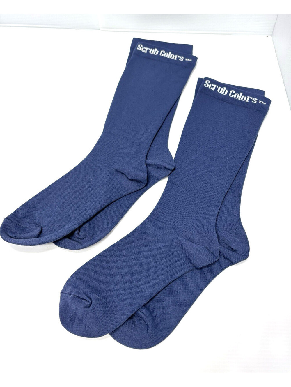 2 Pairs Scrub Colors Crew Socks Navy Blue Comfort Compression Athletic Socks